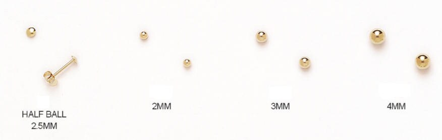 14K Solid Yellow Gold Ball Push Back Studs- Tiny Earring Stud- Dainty Ball Stud- Second Hole Earrings- Gold Ball Stud -Available In 2mm-10mm