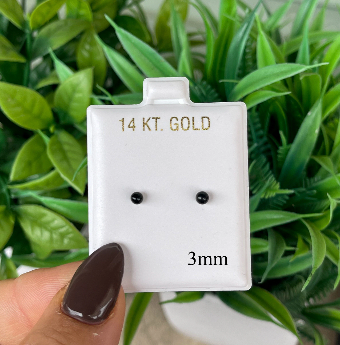 14K Solid Gold Black Onyx Ball Studs- Pushbacks- Black Onyx Sphere Ball Studs