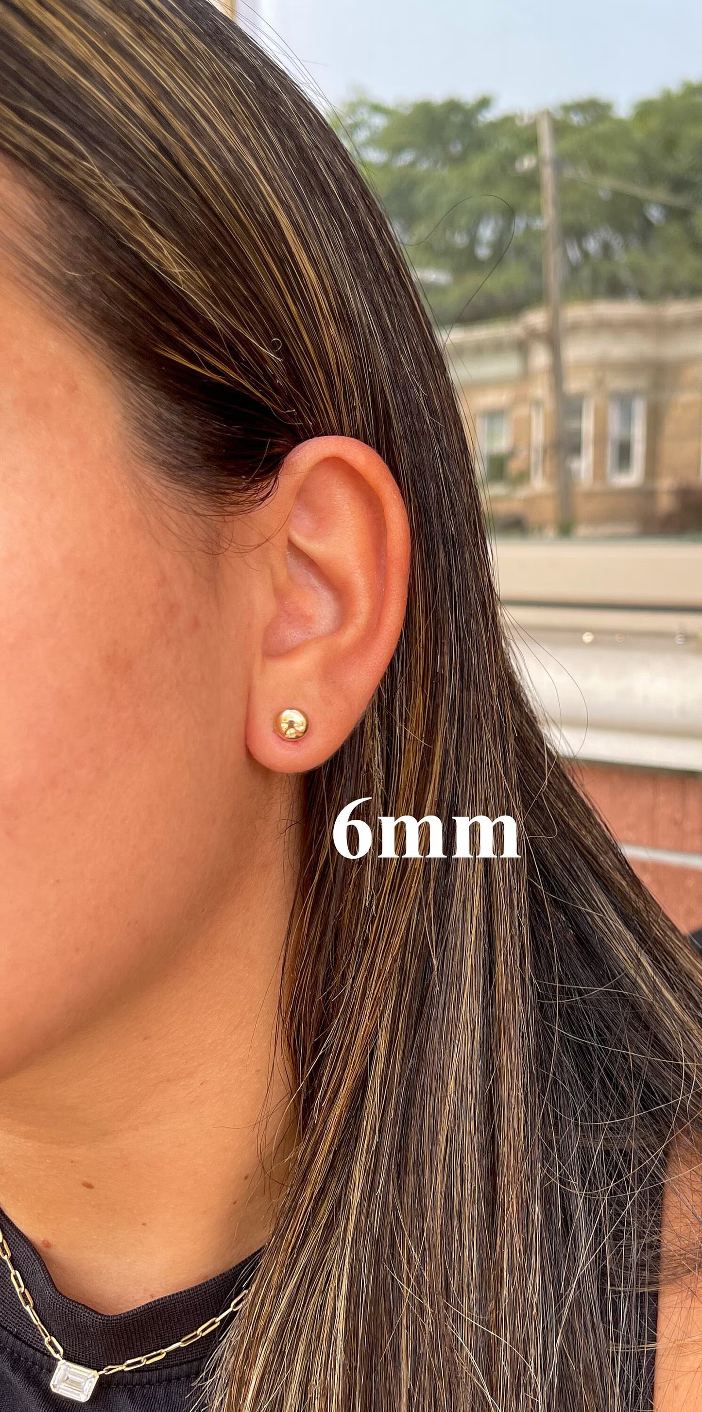 14K Gold Button Flat Studs | 14K Solid Gold Pushbacks | Flat Ball Earrings | 4mm 5mm 6mm 7mm 8mm 10mm