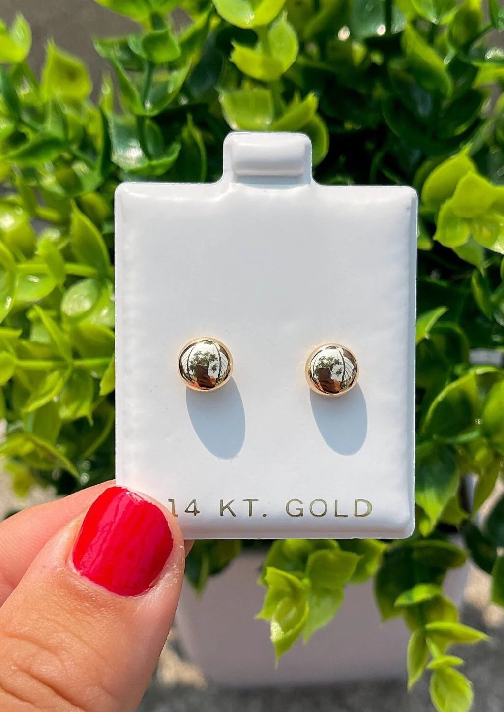 14K Gold Button Flat Studs | 14K Solid Gold Pushbacks | Flat Ball Earrings | 4mm 5mm 6mm 7mm 8mm 10mm