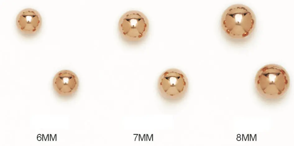 14K Solid Rose Gold Ball Push Back Dainty Ball Studs