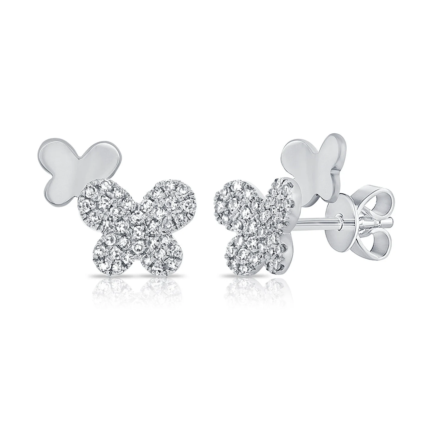 14K Double Butterfly Diamond Studs | Butterfly Studs