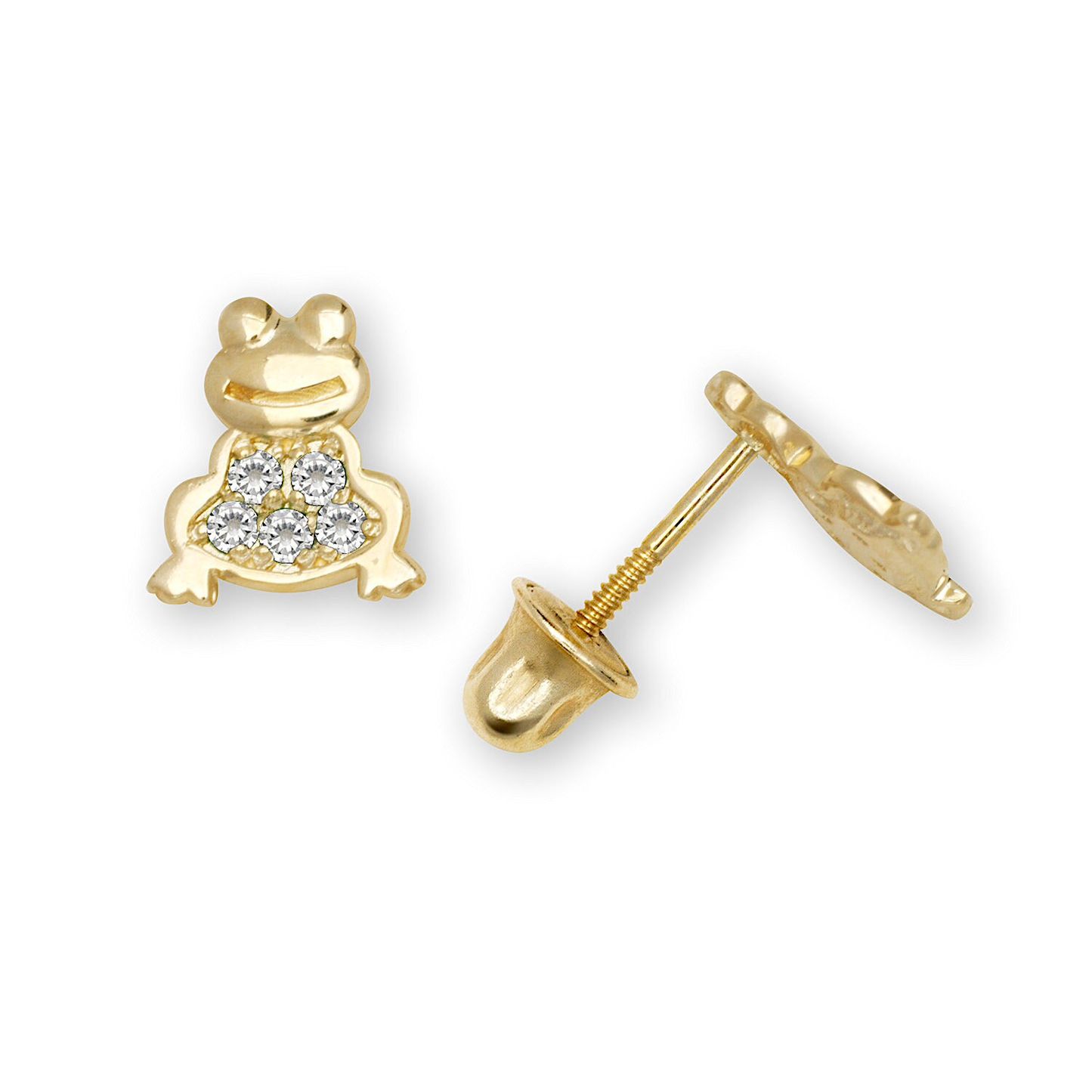 14K Gold Adorable Frog Studs | 14K Gold Frog earrings | Little Frog Studs