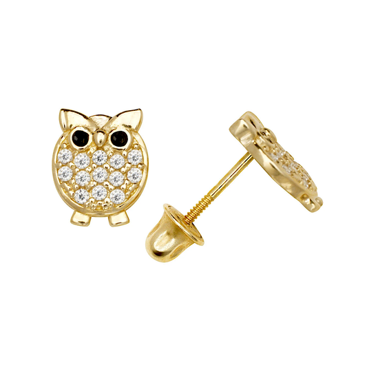 14K Gold Adorable Owl Minimal Studs | 14K Gold Owl pair of earrings | Owl Studs