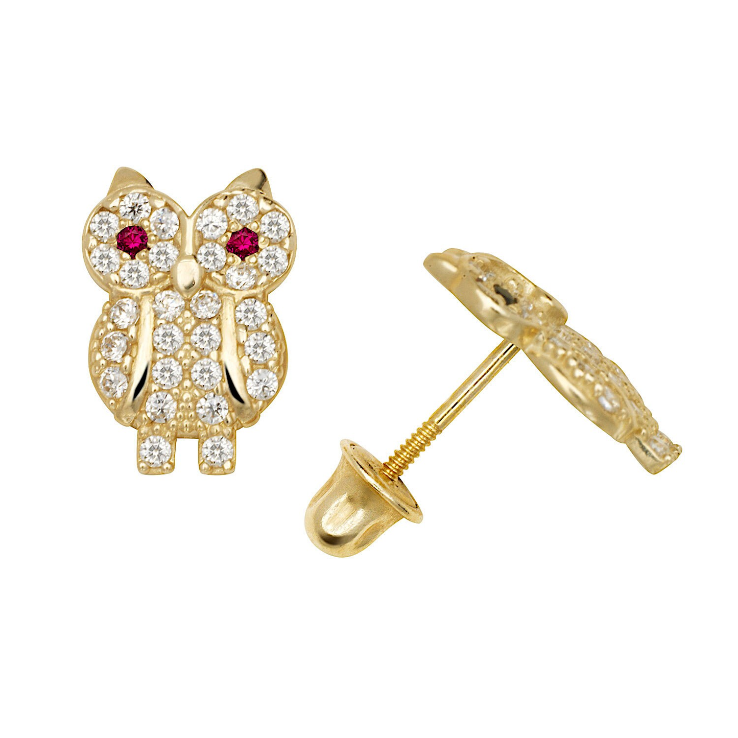 14K Gold Adorable Owl Minimal Studs | 14K Gold Owl pair of earrings | Owl Studs | 7X9mm