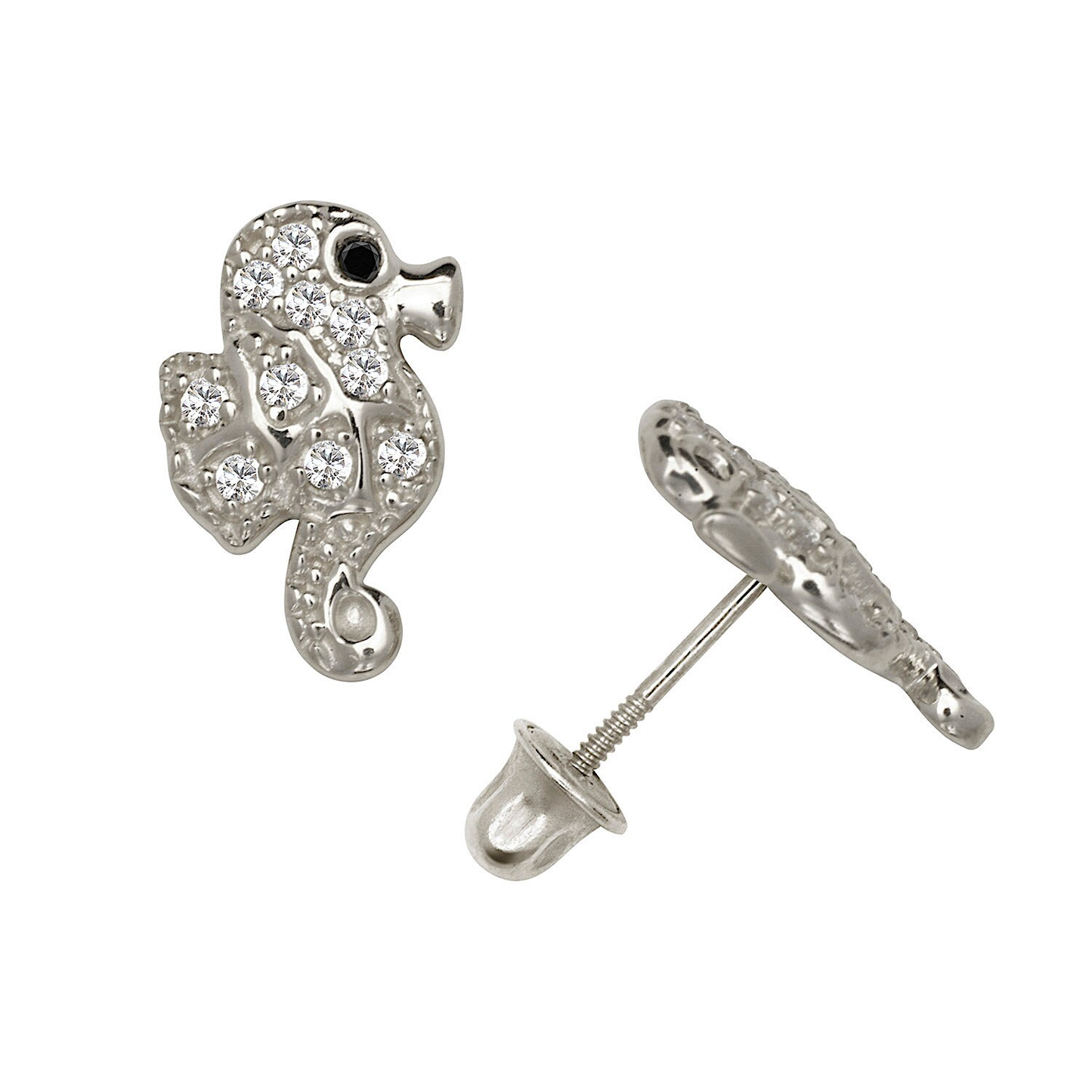 14K Gold Adorable Seahorse Studs | 14K Gold Seahorse pair of earrings | Seahorse Studs