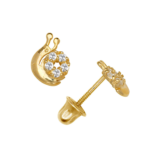 14K Gold Adorable Snail Studs | 14K Gold Snail pair of earrings | Snail Studs