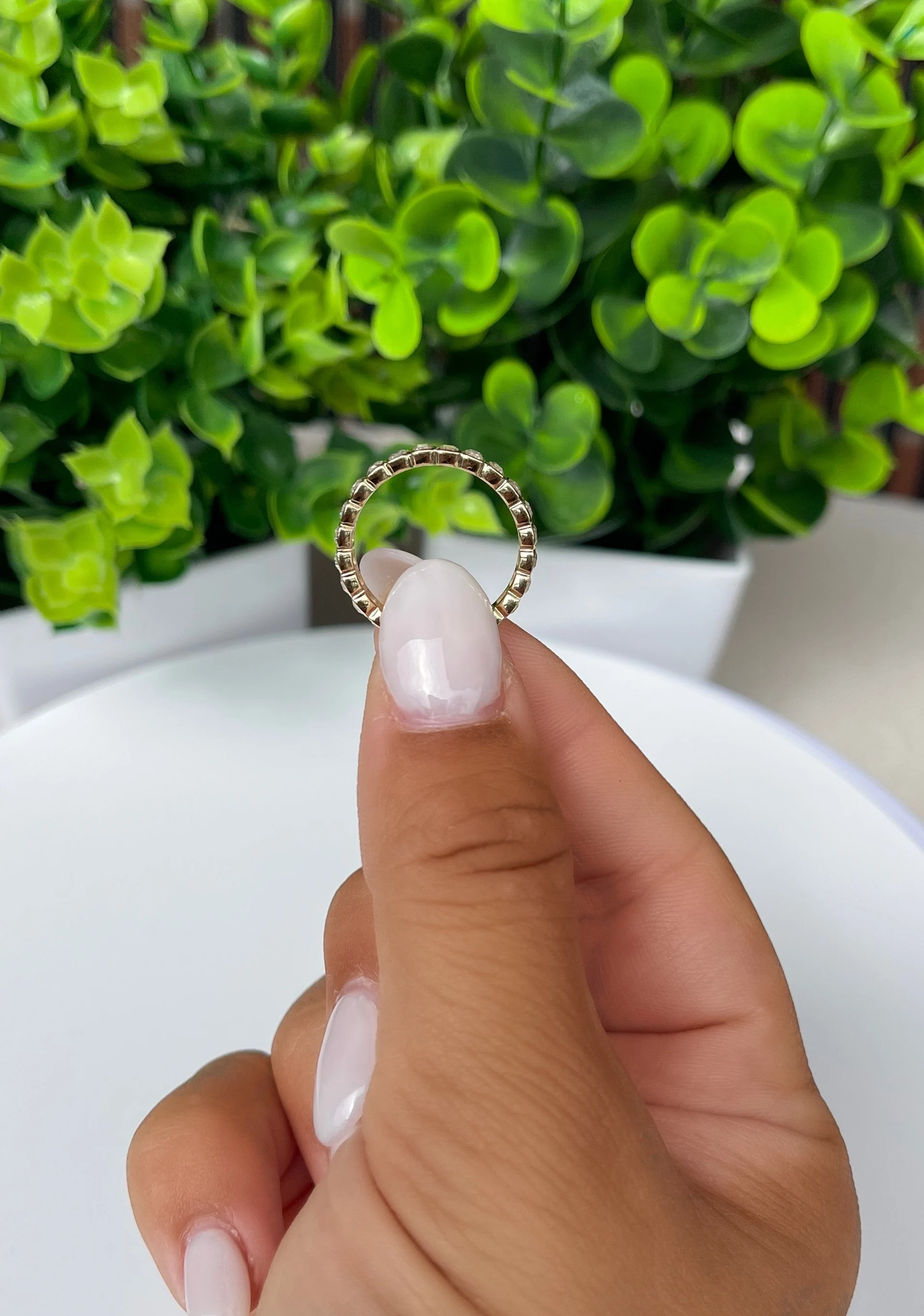 14K Gold Bezel Emerald Eternity Ring • Bezel Ring • Emerald Bezel Eternity Band • Moissanite Wedding Bands