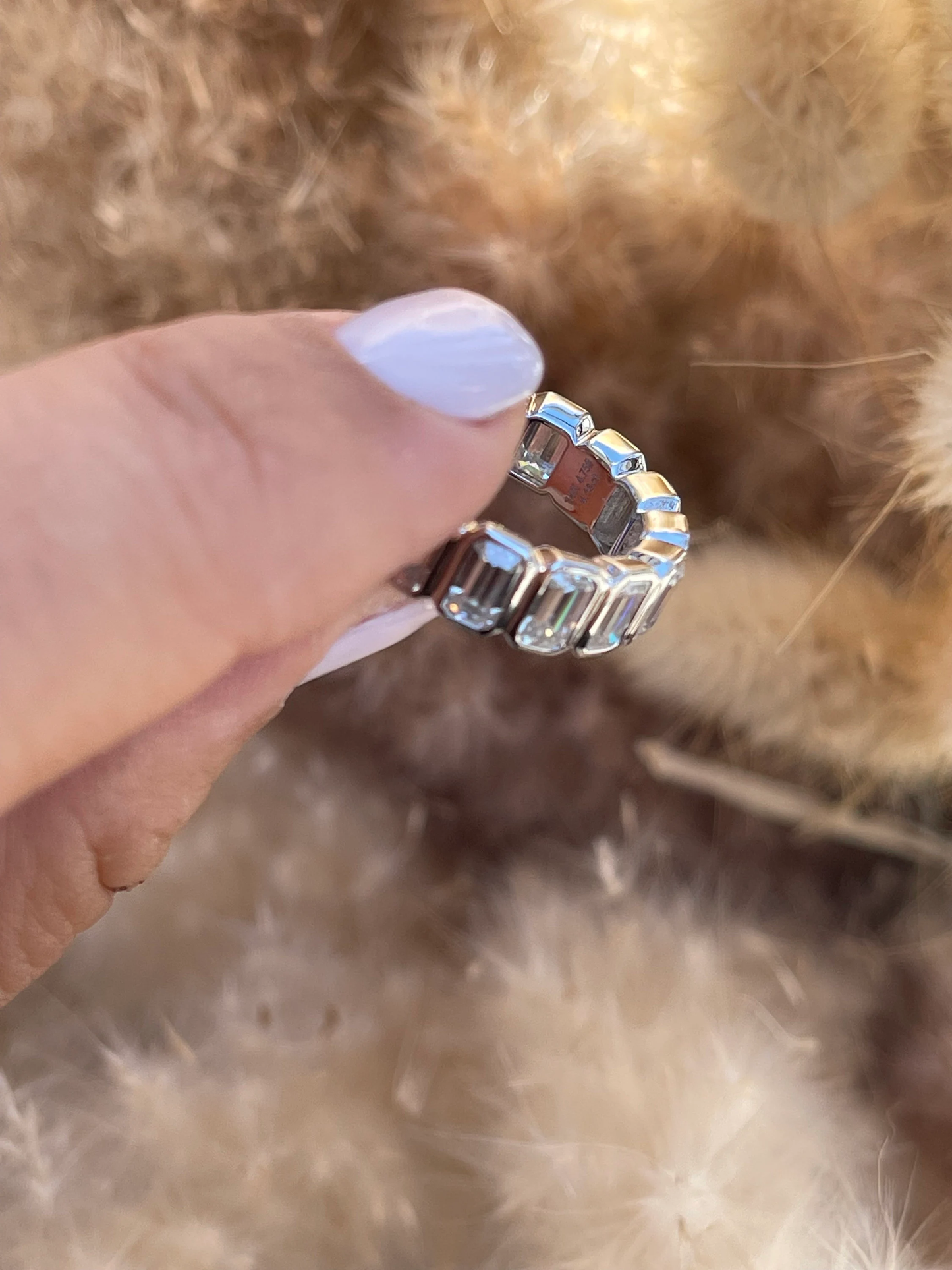 14K Gold Bezel Emerald Eternity Ring • Bezel Ring • Emerald Bezel Eternity Band • Moissanite Wedding Bands