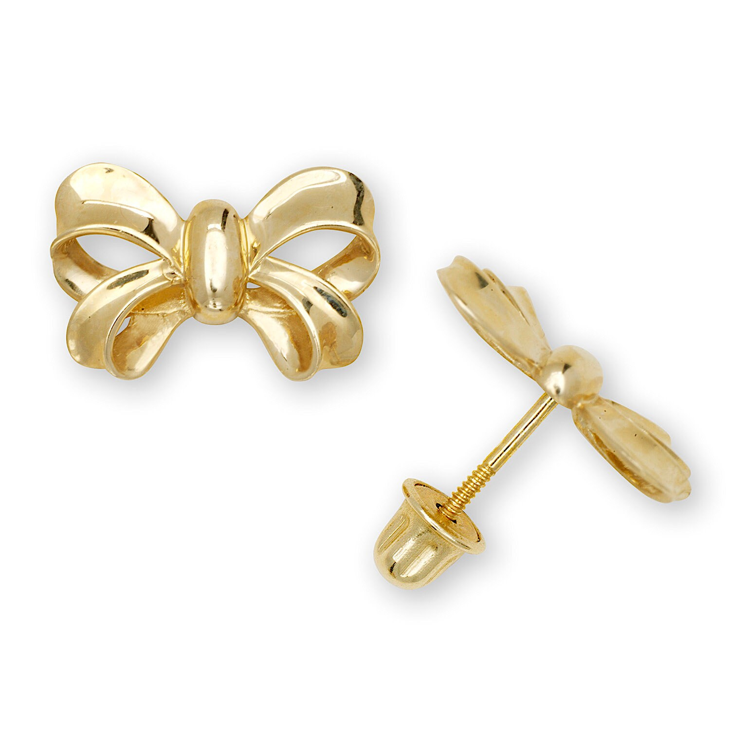14K Gold Bow Studs | 14K Gold Minimal Bow Earrings | Bow Studs | 8mm 11mm
