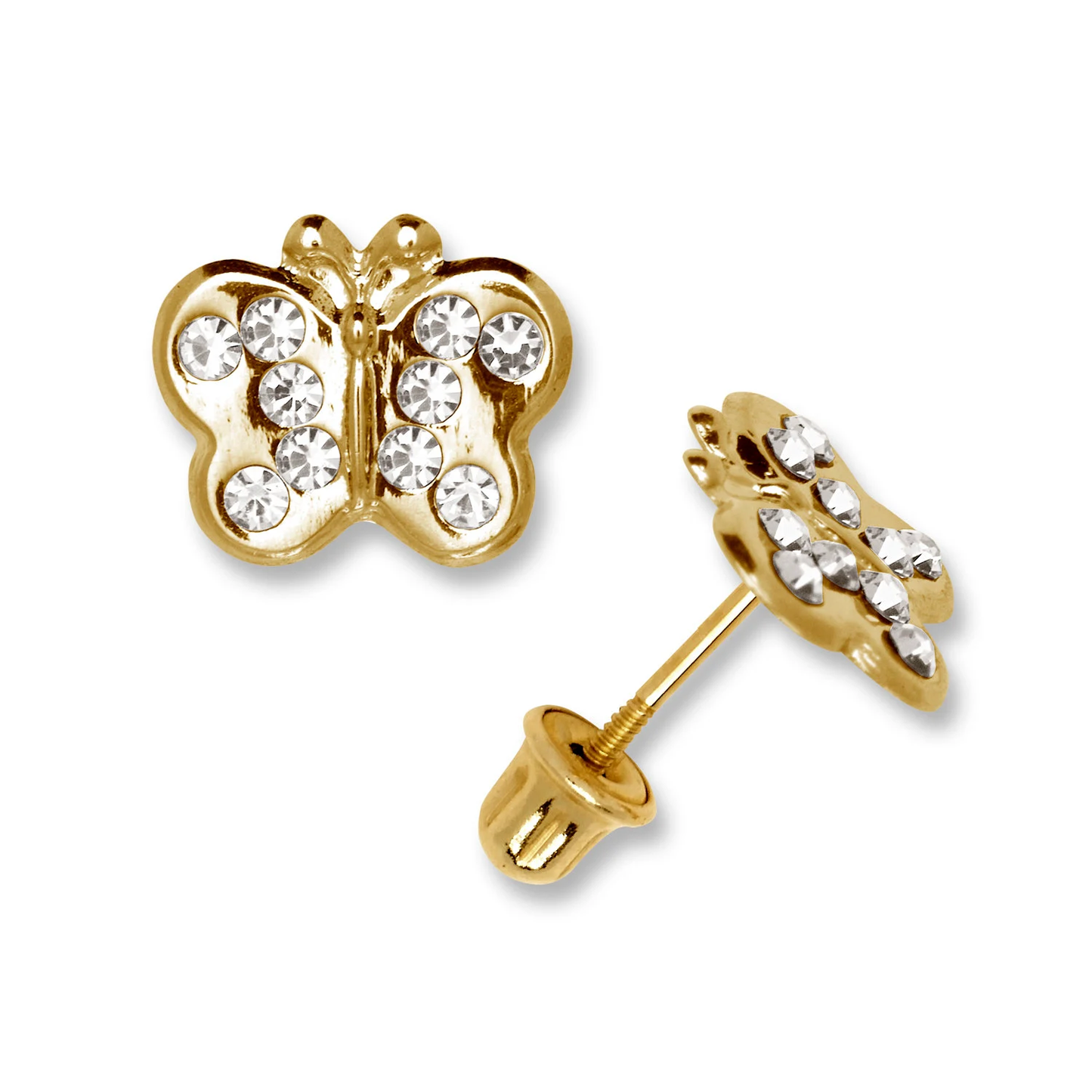 14K Gold Butterfly Studs | 14K Gold Children Butterfly Stud Earrings | Darling 14K Gold Butterfly Earrings | 7.5mm