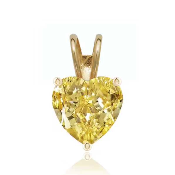 14K Solid Gold Heart Yellow Topaz Pendant | Birthstone Pendant | 5mm 6mm Yellow Topaz Pendant | November Birthstone