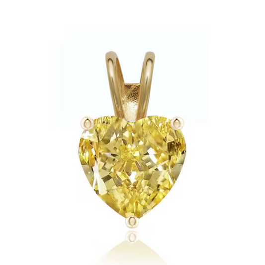 14K Solid Gold Heart Yellow Topaz Pendant | Birthstone Pendant | 5mm 6mm Yellow Topaz Pendant | November Birthstone