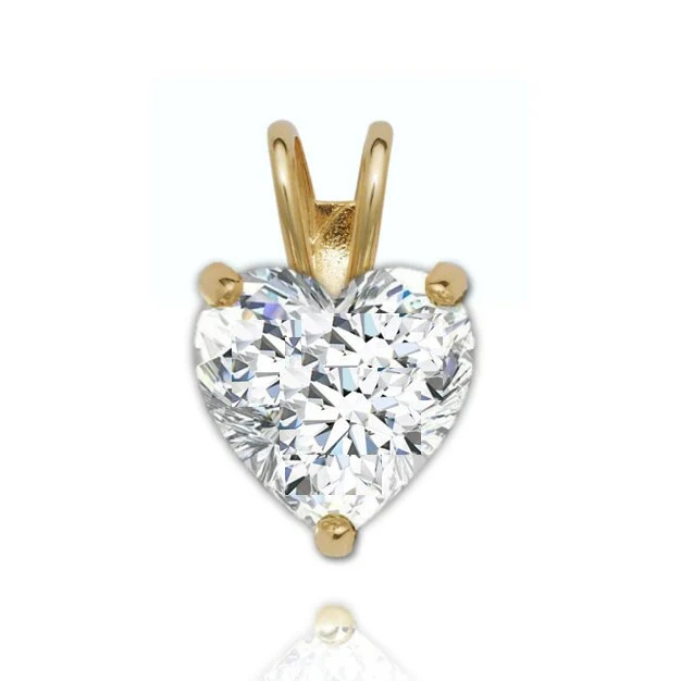 14K Gold GRA Certified Heart Shaped Moissanite Pendant • D VVS1 Moissanite Pendant With GRA Certificate • .50ct .75ct