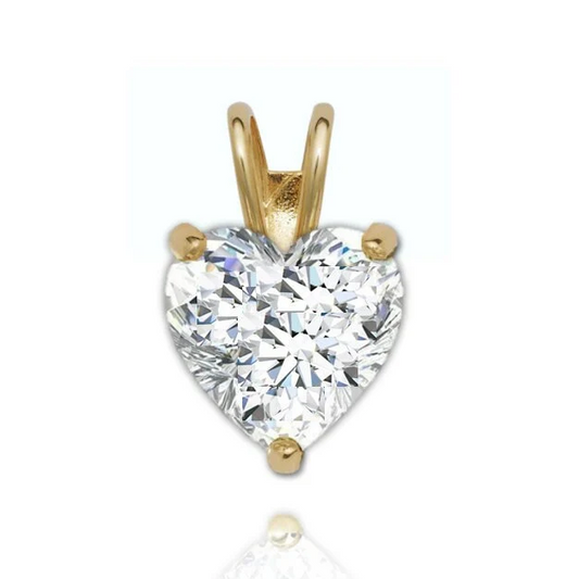 14K Gold GRA Certified Heart Shaped Moissanite Pendant • D VVS1 Moissanite Pendant With GRA Certificate • .50ct .75ct