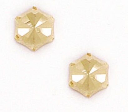 14K Gold Pair of Hexagon Diamond Studs