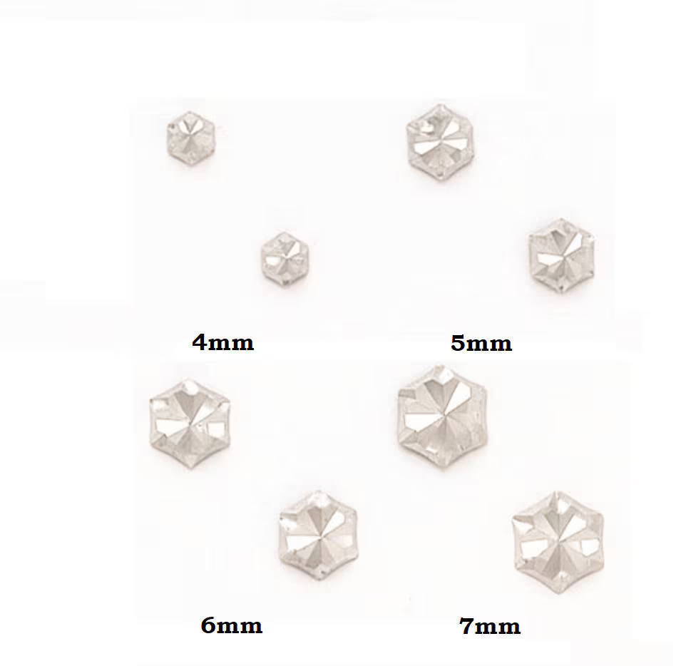 14K Gold Pair of Hexagon Diamond Studs