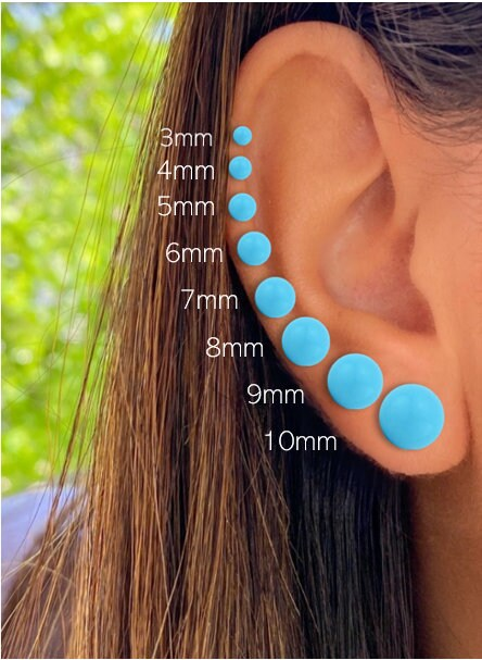 14K Solid Post Set With Turquoise Ball Studs- Screwbacks- Turquoise Sphere Ball Studs - Gold Ball Studs - 3mm- 4mm-5mm-6mm-7mm-8mm