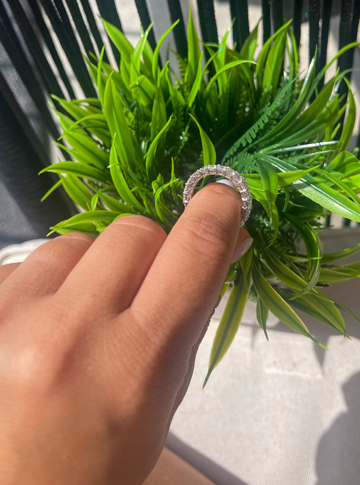 Beautiful 14K Moissanite Princess Cut Full Eternity Band | DEF Colorless Princess Cut Wedding Ring | Stacking | Princess Cut Band