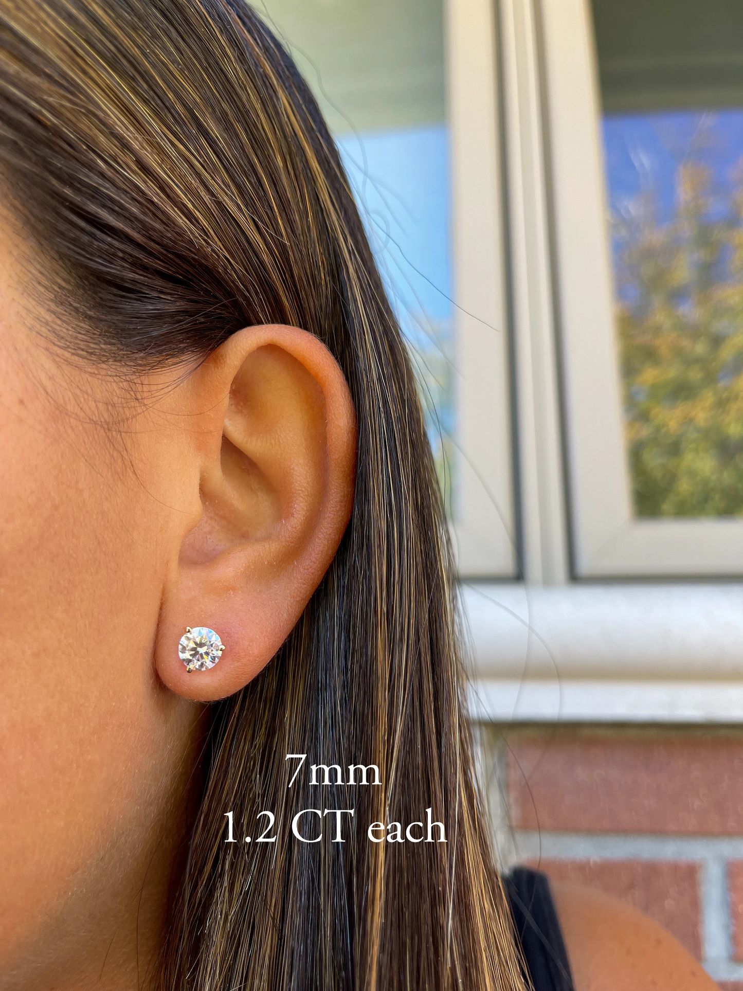 14K Moissanite Martini Pushback Solitaire Stud Earrings | Round Cut Pushback Studs