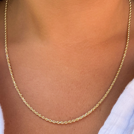14K Solid Gold Rope Chain | 14K Gold Chains | Choker Chain | Layer Chain | Unisex Chain