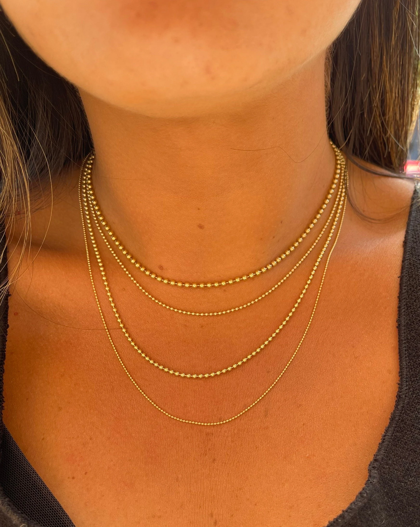 14K Solid Gold Ball Chain | Ball Dainty Chain | Gold Ball Necklace | Bead Necklace
