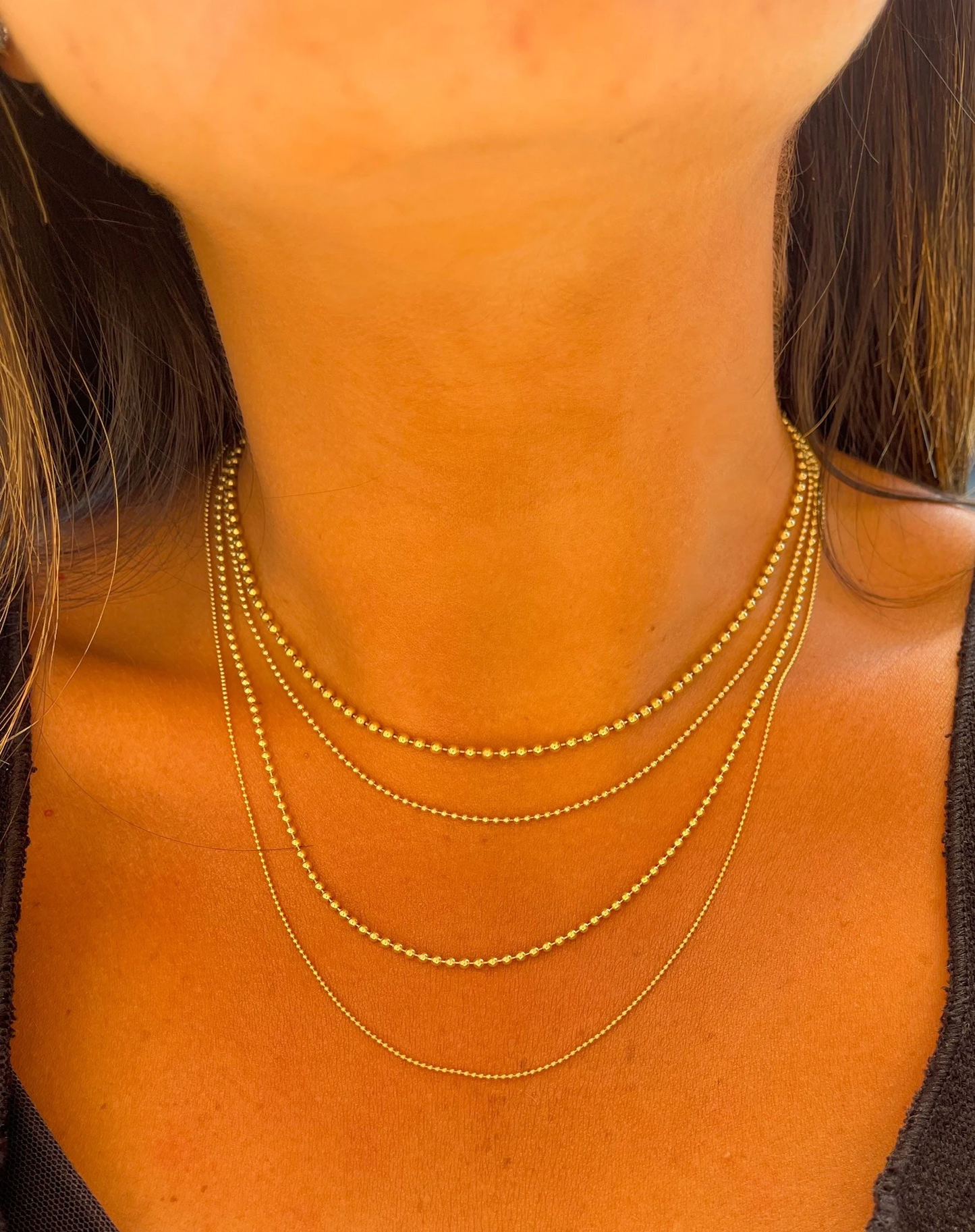 14K Solid Gold Ball Chain | Ball Dainty Chain | Gold Ball Necklace | Bead Necklace