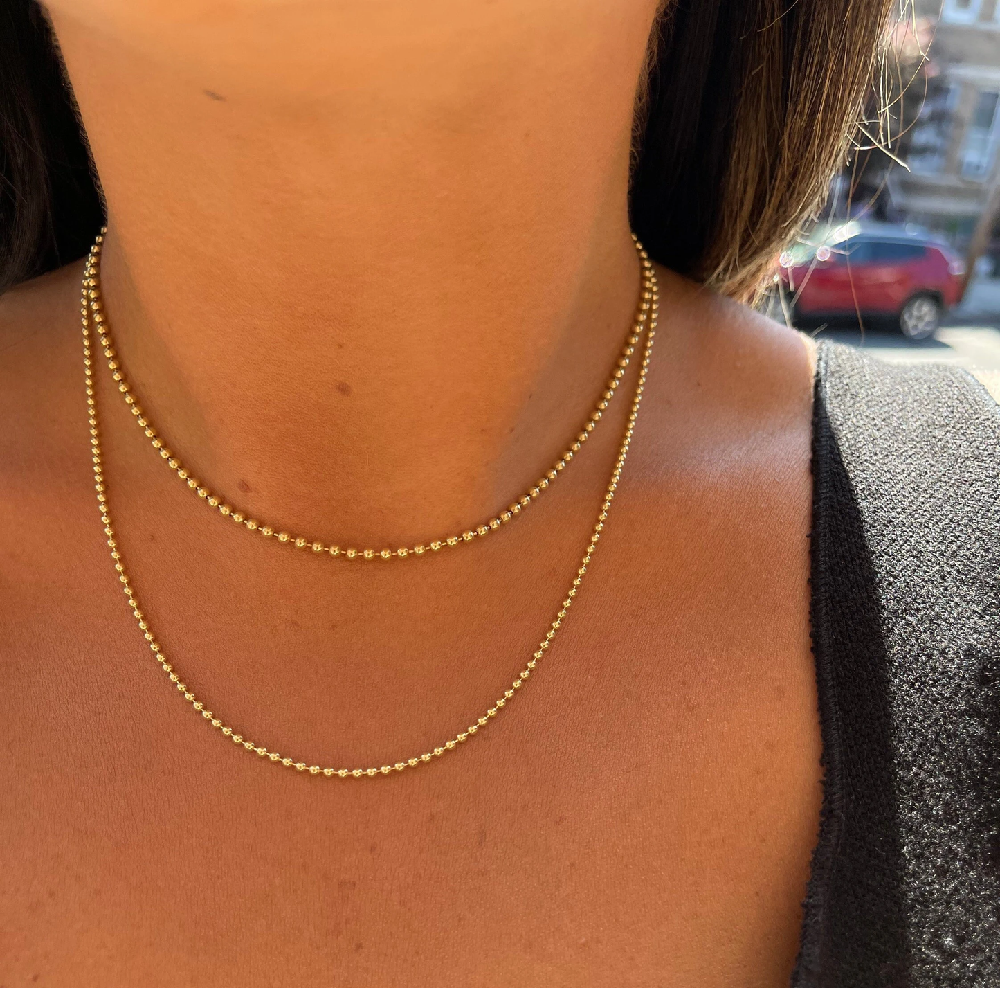 14K Solid Gold Ball Chain | Ball Dainty Chain | Gold Ball Necklace | Bead Necklace