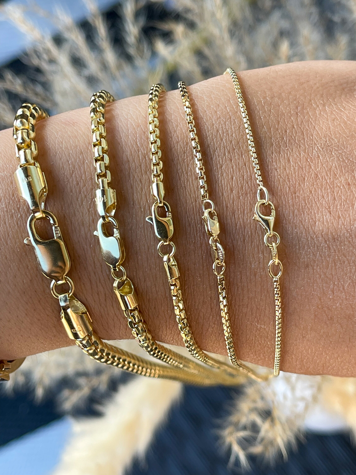 14K Gold Round Box Chain | Round Box | Delicate Gold Box Chain | Unisex Trendy Round Box Chain