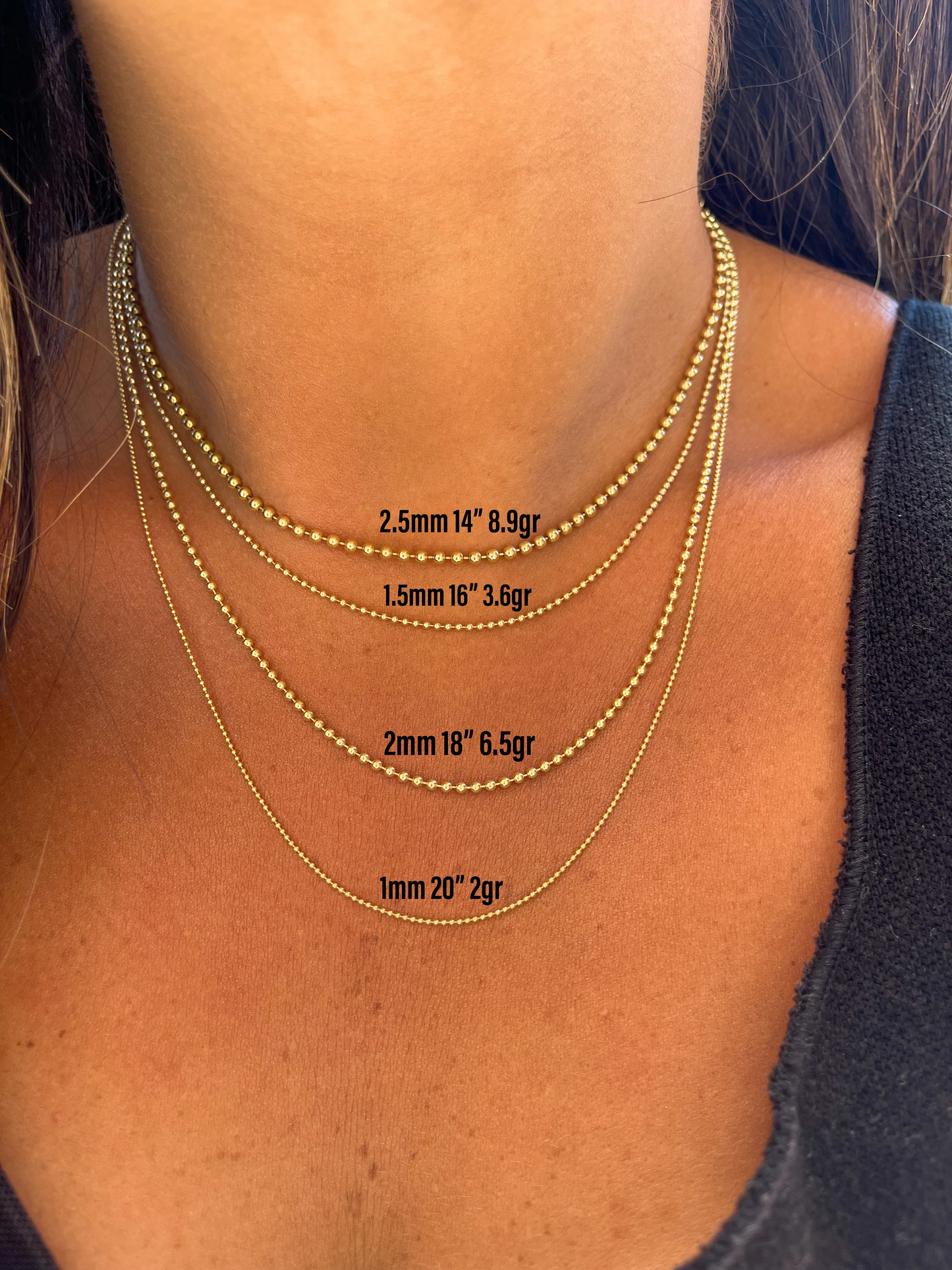 14K Solid Gold Ball Chain | Ball Dainty Chain | Gold Ball Necklace | Bead Necklace