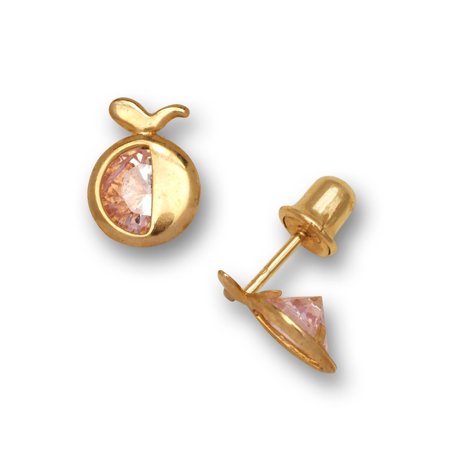 14K Solid Gold Adorable Birthstone Fruit Shaped Screwback Studs |