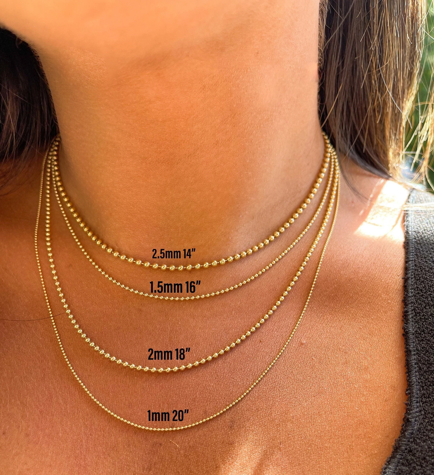 14K Solid Gold Ball Chain | Ball Dainty Chain | Gold Ball Necklace | Bead Necklace