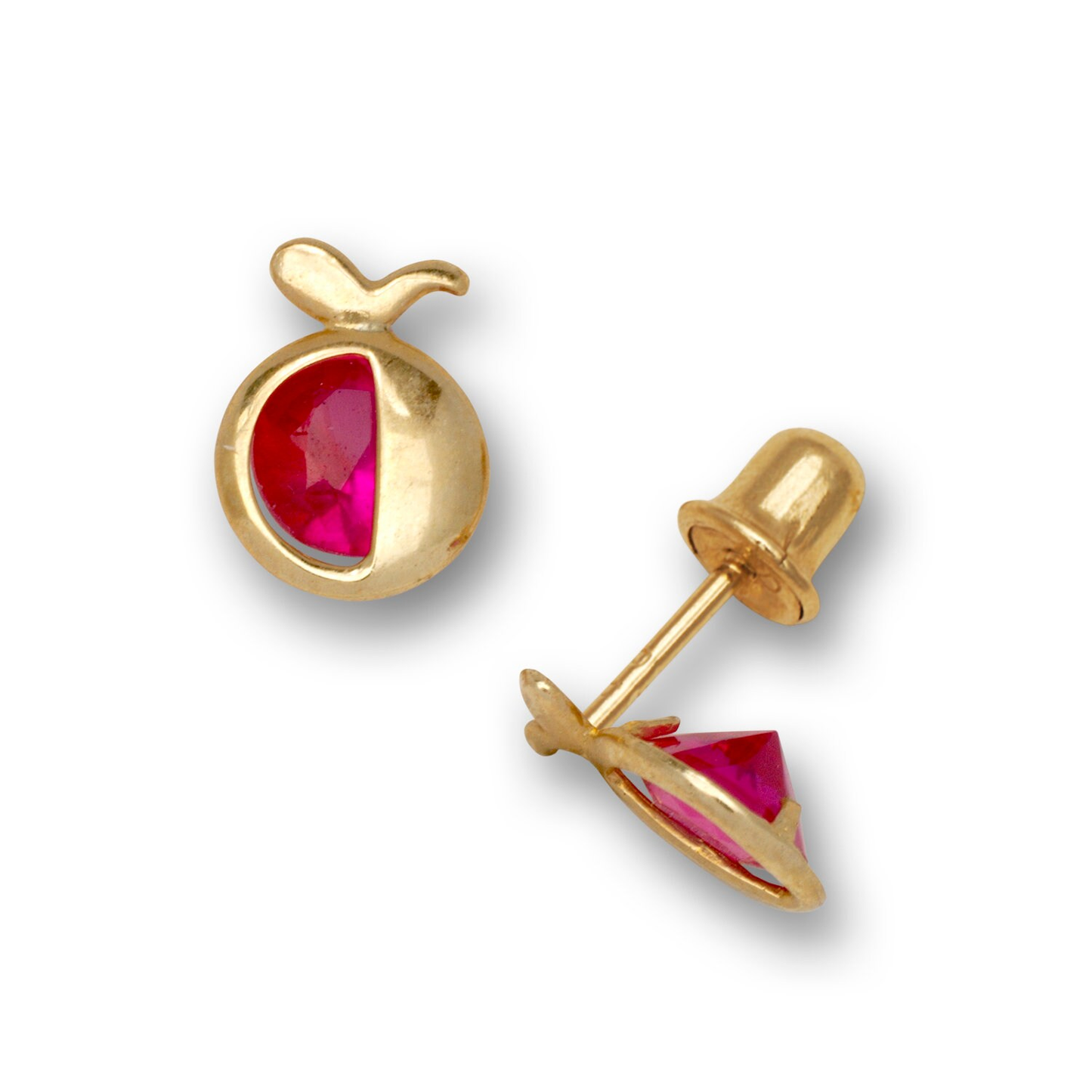 14K Solid Gold Adorable Birthstone Fruit Shaped Screwback Studs |