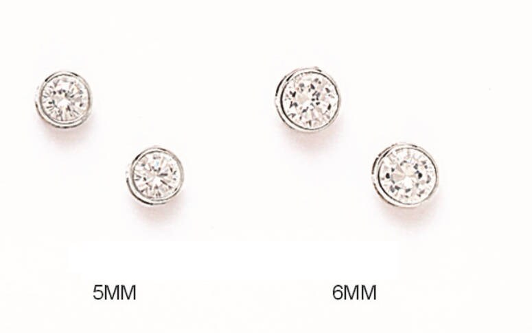 14K Solid Gold Round Bezel Earrings Set With AAA CZ