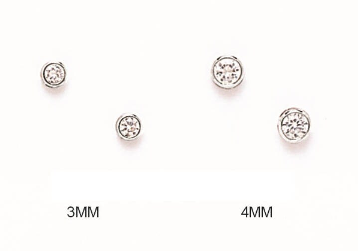 14K Solid Gold Round Bezel Earrings Set With AAA CZ