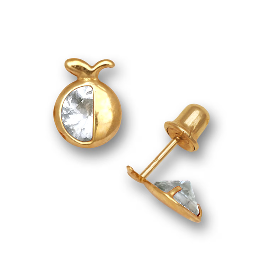 14K Solid Gold Adorable Birthstone Fruit Shaped Screwback Studs |