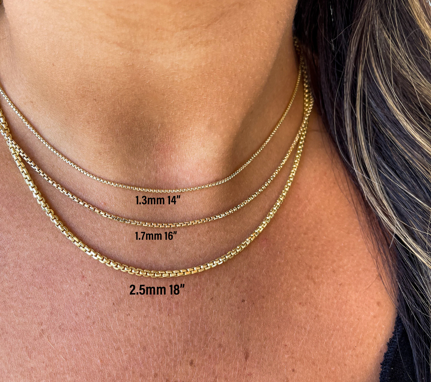 14K Gold Round Box Chain | Round Box | Delicate Gold Box Chain | Unisex Trendy Round Box Chain