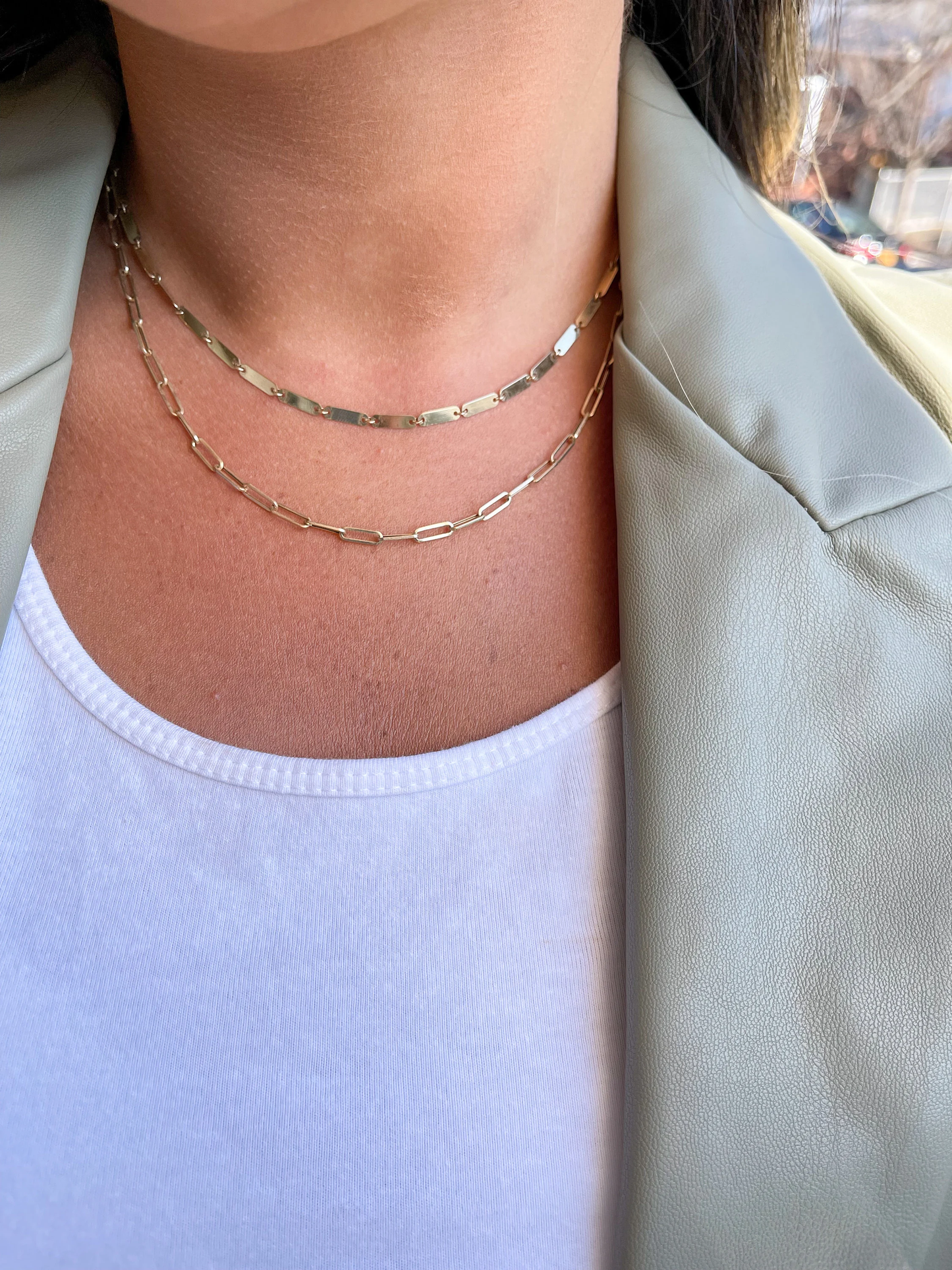 Solid 14K Gold Bar Link Chain | 2.8mm Bar Chain | 14K Gold Bar Chain | Mirror Chain | Dainty Bar Chain | Stacking Chain