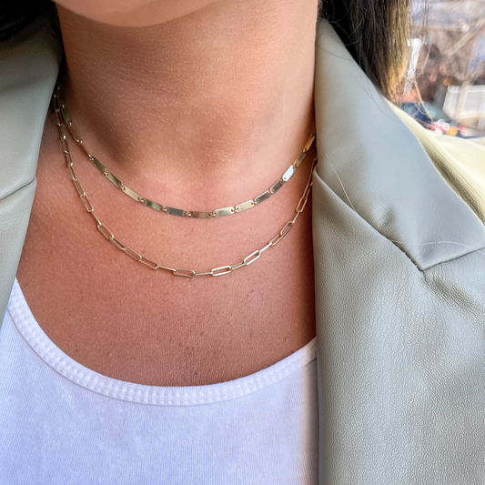 Solid 14K Gold Bar Link Chain | 2.8mm Bar Chain | 14K Gold Bar Chain | Mirror Chain | Dainty Bar Chain | Stacking Chain