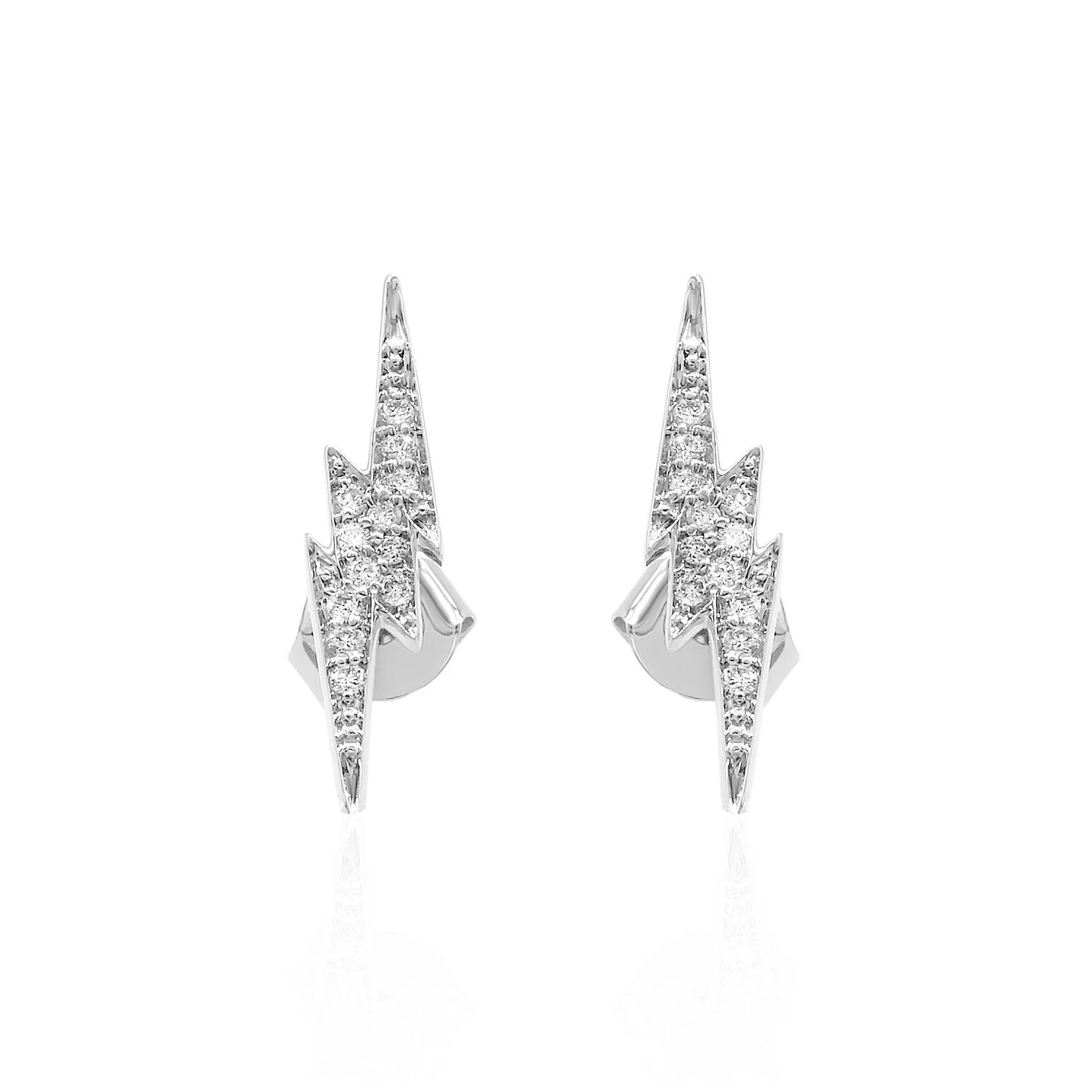 14K Solid Gold  Lightning Bolt Studs | Gold Thunder Bolt Screwback Earrings