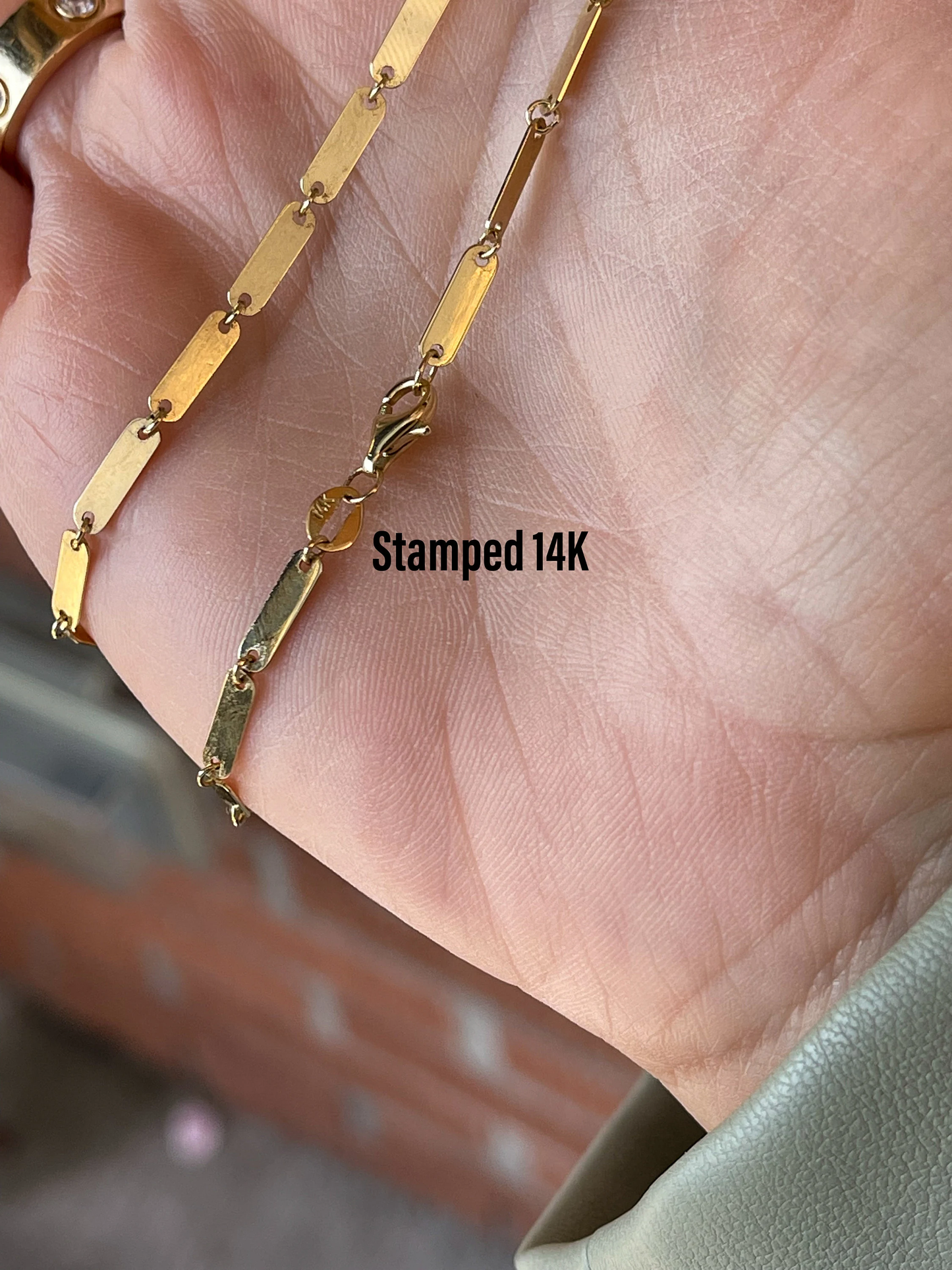 Solid 14K Gold Bar Link Chain | 2.8mm Bar Chain | 14K Gold Bar Chain | Mirror Chain | Dainty Bar Chain | Stacking Chain
