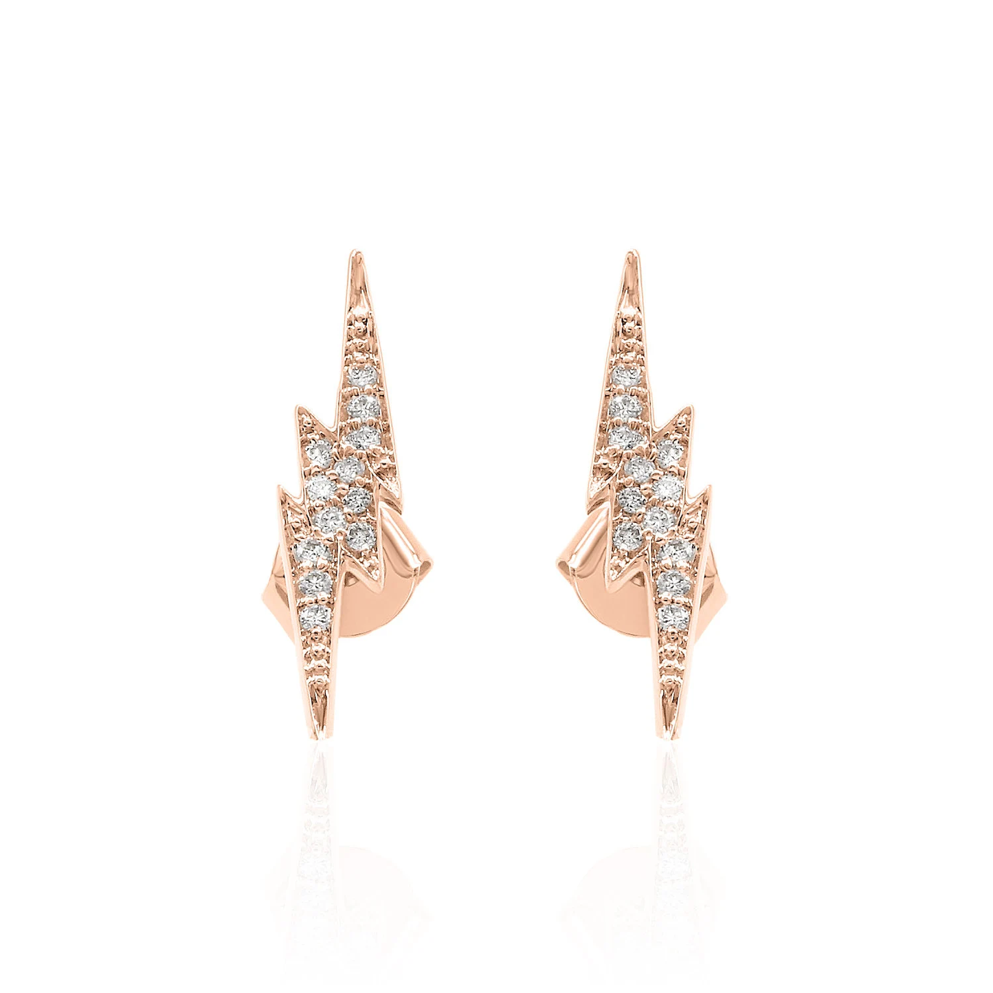 14K Solid Gold  Lightning Bolt Studs | Gold Thunder Bolt Screwback Earrings