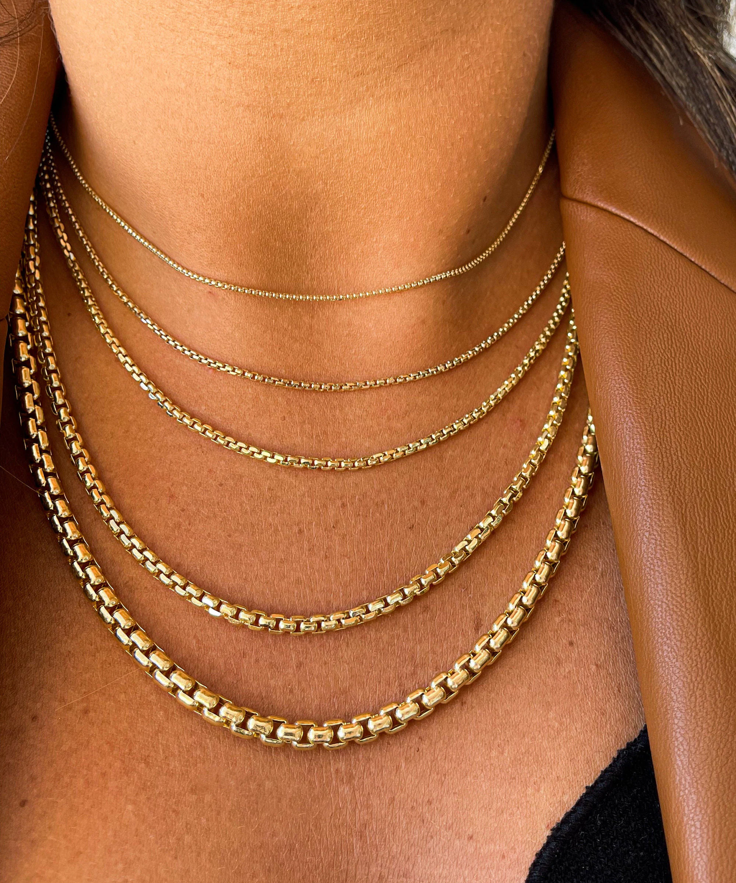 14K Gold Round Box Chain | Round Box | Delicate Gold Box Chain | Unisex Trendy Round Box Chain
