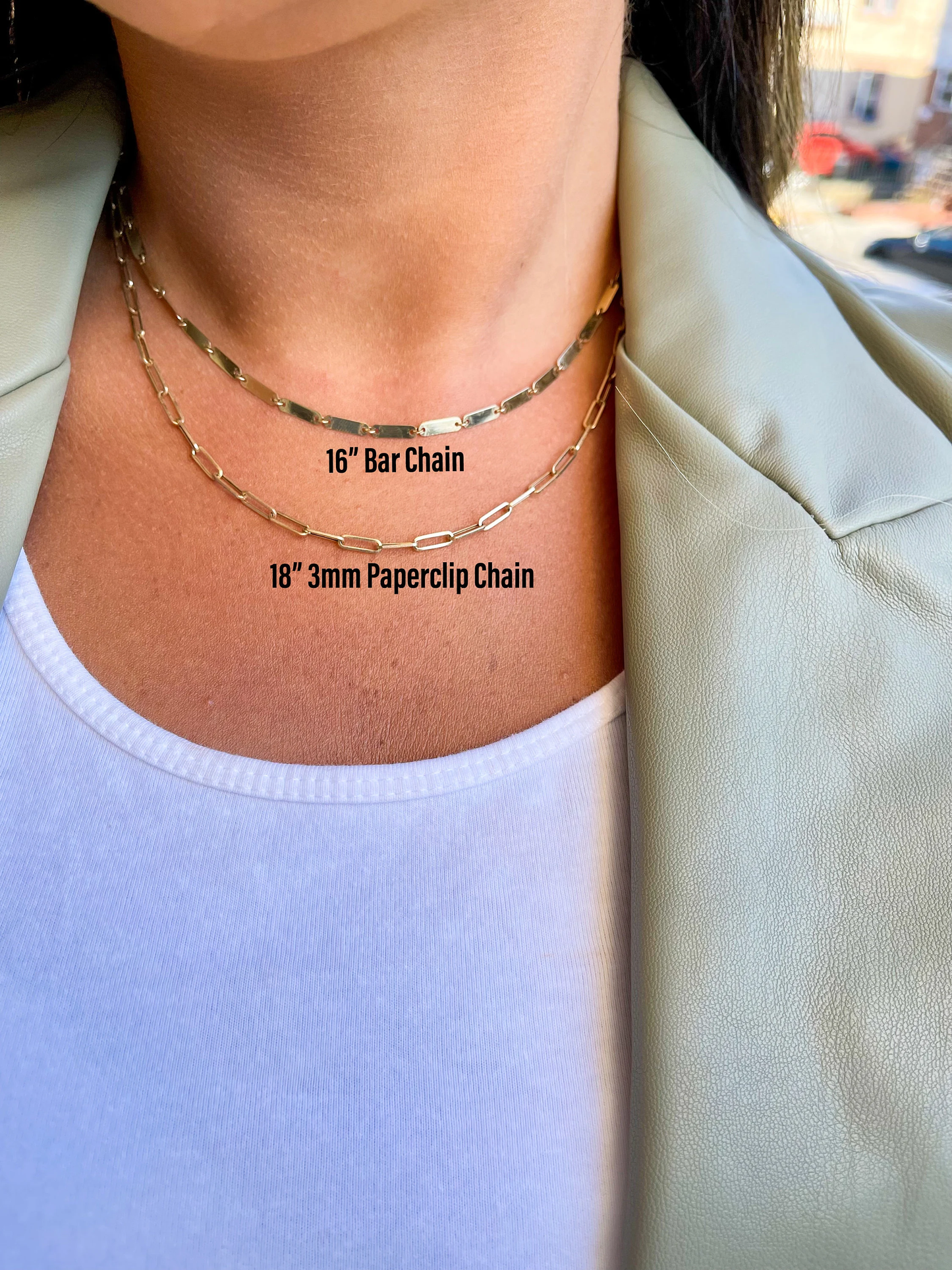 Solid 14K Gold Bar Link Chain | 2.8mm Bar Chain | 14K Gold Bar Chain | Mirror Chain | Dainty Bar Chain | Stacking Chain