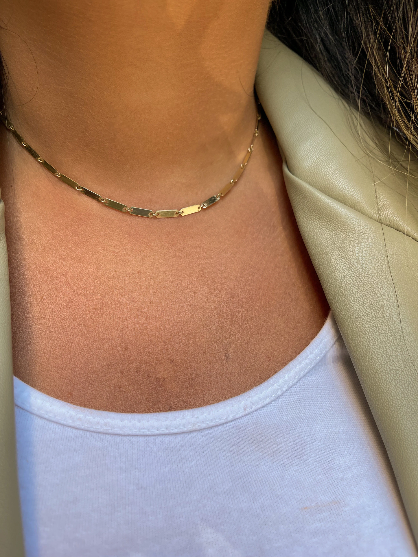 Solid 14K Gold Bar Link Chain | 2.8mm Bar Chain | 14K Gold Bar Chain | Mirror Chain | Dainty Bar Chain | Stacking Chain