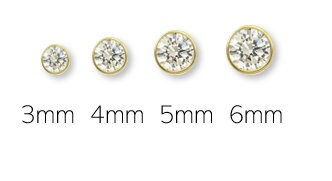 14K Solid Gold Round Bezel Earrings Set With AAA CZ - Pushback Bezel Earrings