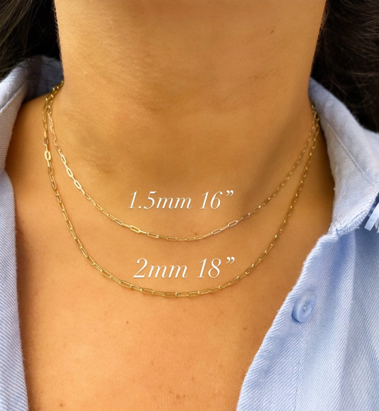 14K Gold Paperclip Chain | Unisex Paperclip Chains | 14K Gold Chains |  Mothers Day Gift