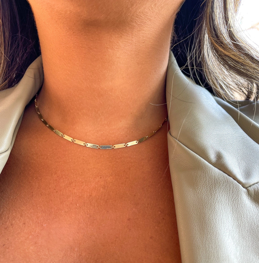 Solid 14K Gold Bar Link Chain | 2.8mm Bar Chain | 14K Gold Bar Chain | Mirror Chain | Dainty Bar Chain | Stacking Chain