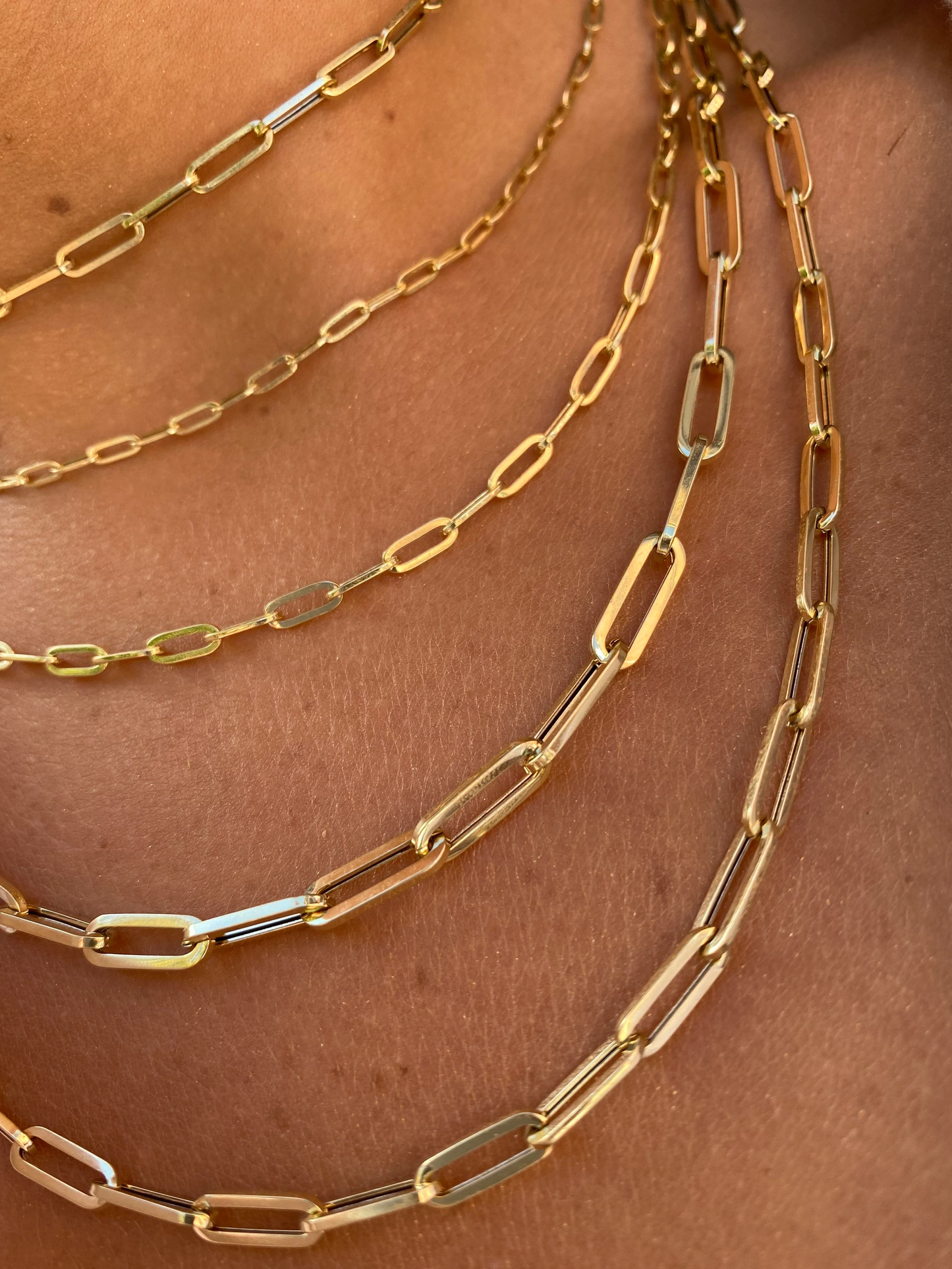 14K Gold Paperclip Chain | Unisex Paperclip Chains | 14K Gold Chains |  Mothers Day Gift