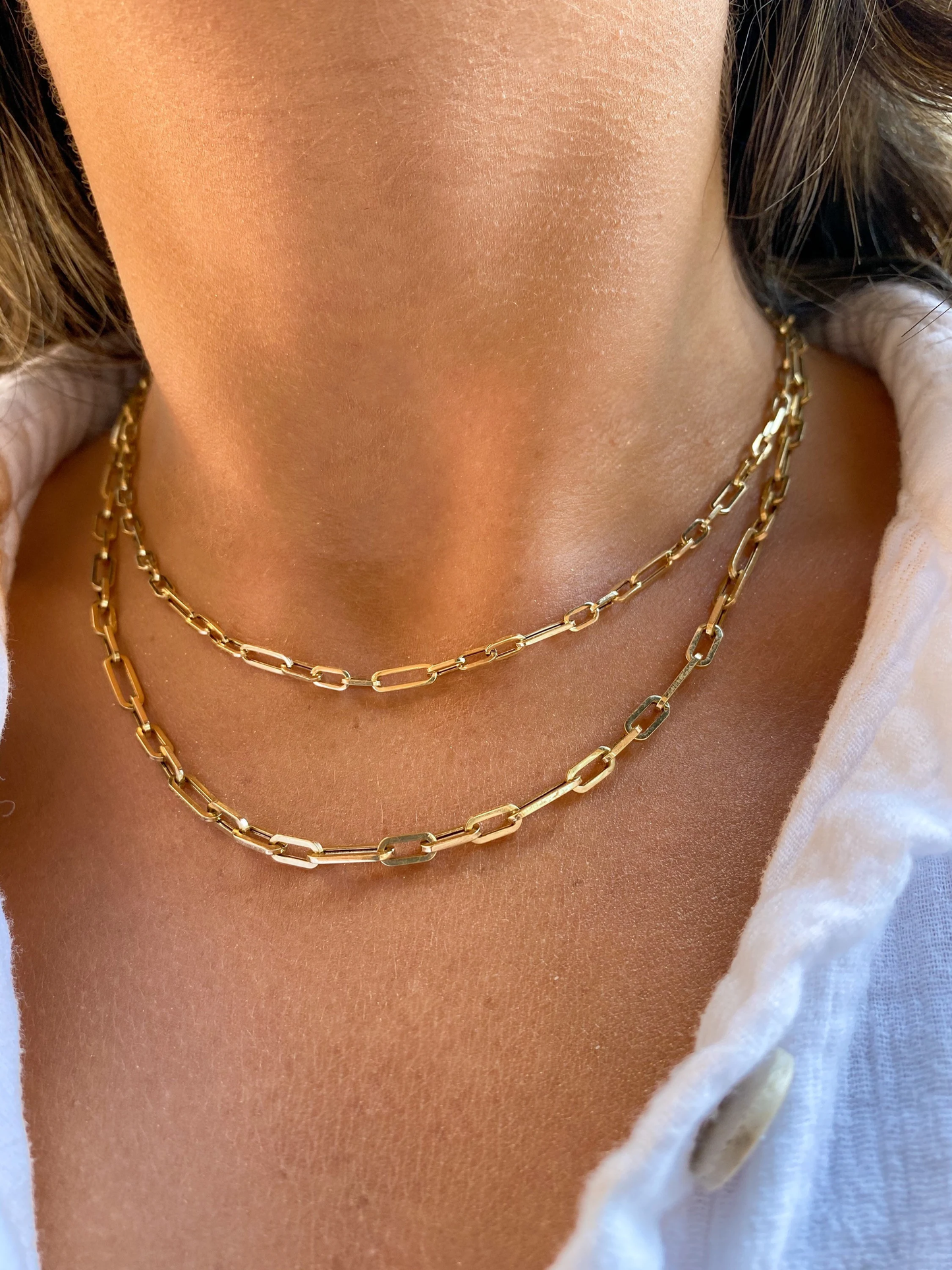 14K Gold Paperclip Figaro Chain | Unisex Chains | 14K Gold Chains